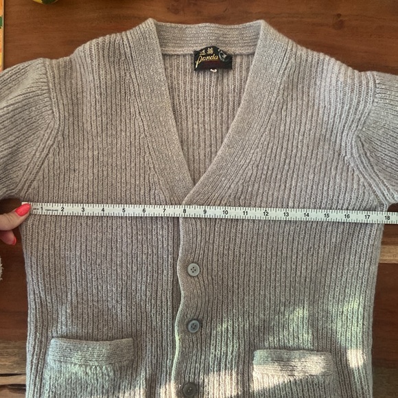 Vintage panda brand wool cardigan sweater womens small size 38 oatmeal grey - Picture 15 of 16